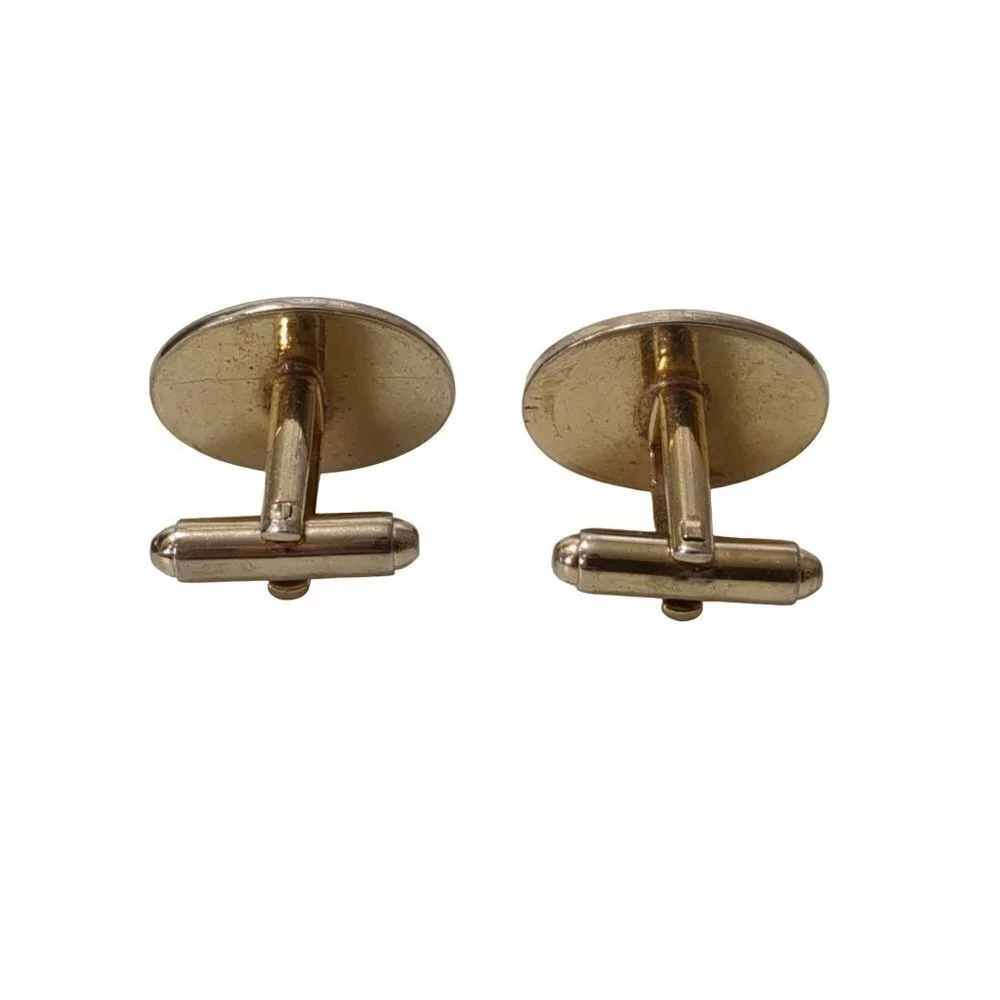 Vintage Cufflinks E Monogram Gold Tone Oval‎